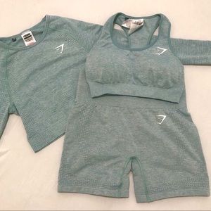 Gymshark Vital Seamless MATCHING SET | Light Green Marl